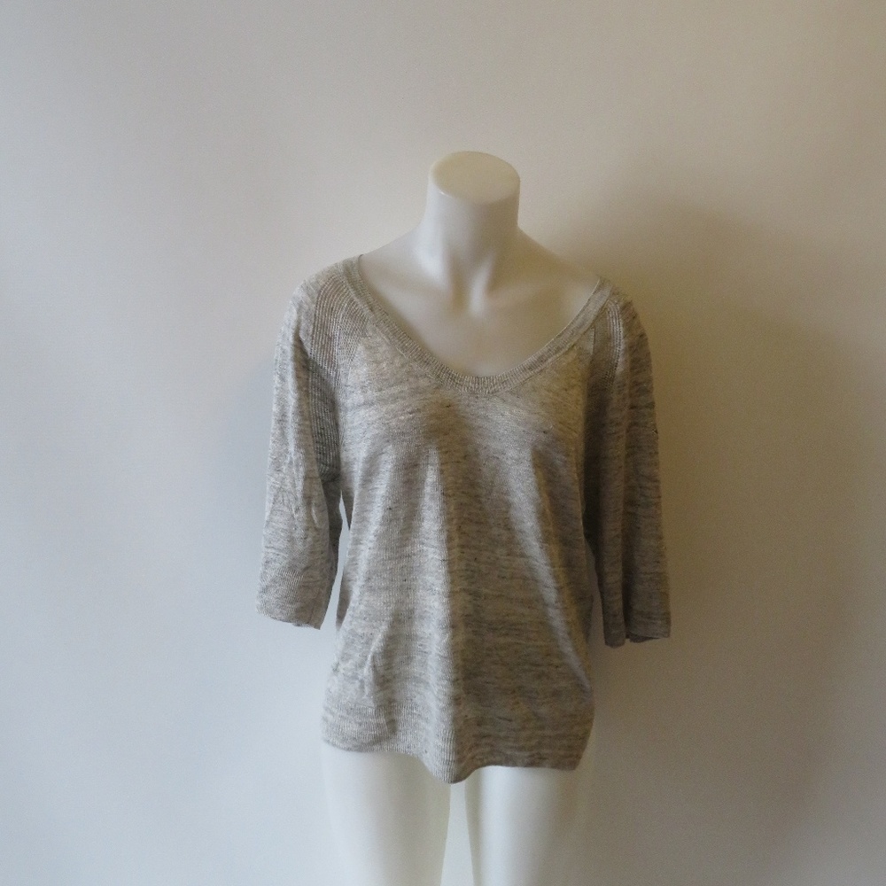 ZADIG & VOLTAIRE "SEMA" GREY KNIT SWEATER TOP SM *